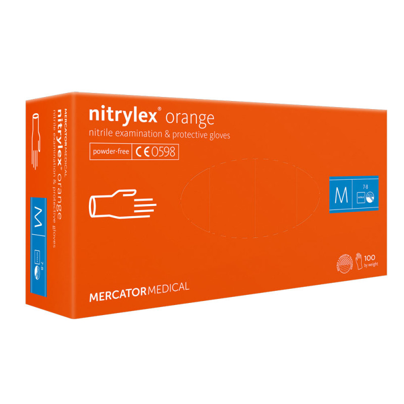Rękawiczki nitrylowe M pomarańczowe Mercator Nitrylex Orange 100sztuk karton 10op
