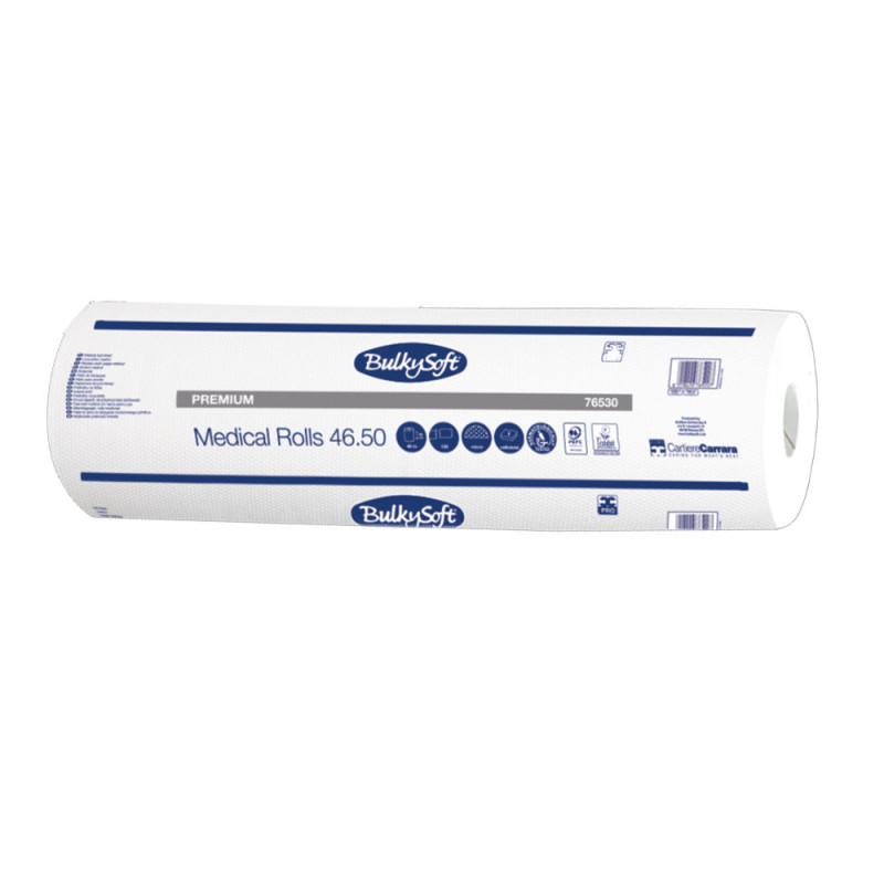 Podkład medyczny na rolce 50cm x 46m biały 17g BulkySoft Premium 9 rolek (1215odcinków 50cm x 34cm)