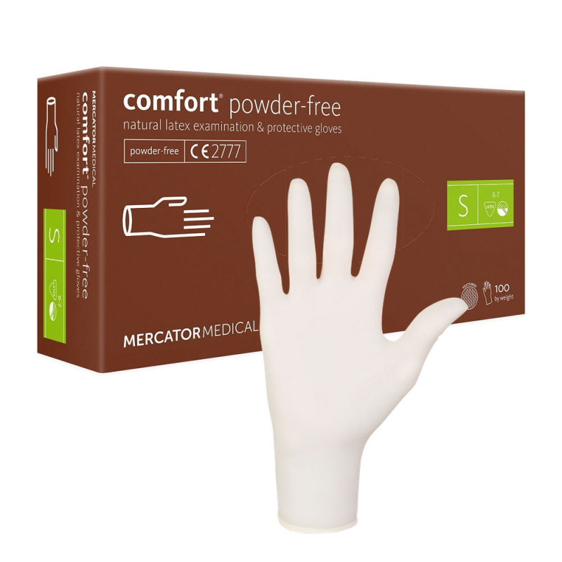 Rękawiczki lateksowe S Mercator Latex Comfort powder-free bezpudrowe 100szt