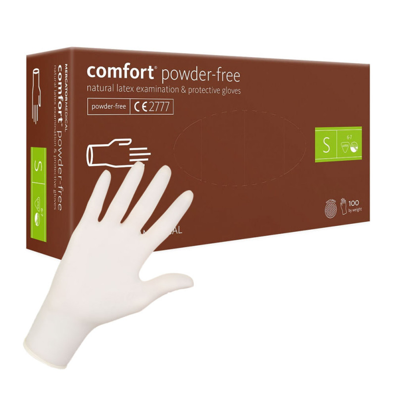 Rękawiczki lateksowe S Mercator Latex Comfort powder-free bezpudrowe 100szt