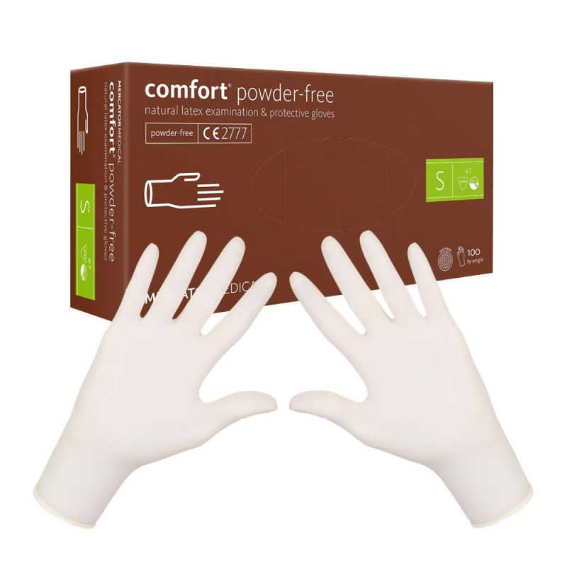 Rękawiczki lateksowe S Mercator Latex Comfort powder-free bezpudrowe 100szt