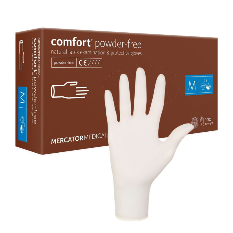 Rękawiczki lateksowe M Mercator Latex Comfort powder-free bezpudrowe 100szt