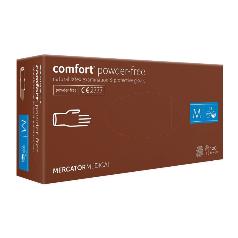 Rękawiczki lateksowe M Mercator Latex Comfort powder-free bezpudrowe 100szt