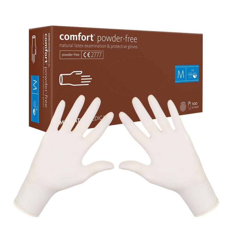 Rękawiczki lateksowe M Mercator Latex Comfort powder-free bezpudrowe 100szt