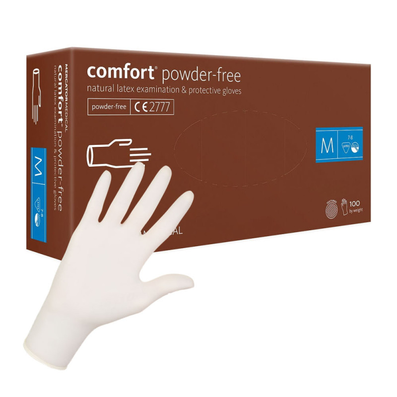 Rękawiczki lateksowe M Mercator Latex Comfort powder-free bezpudrowe 100szt