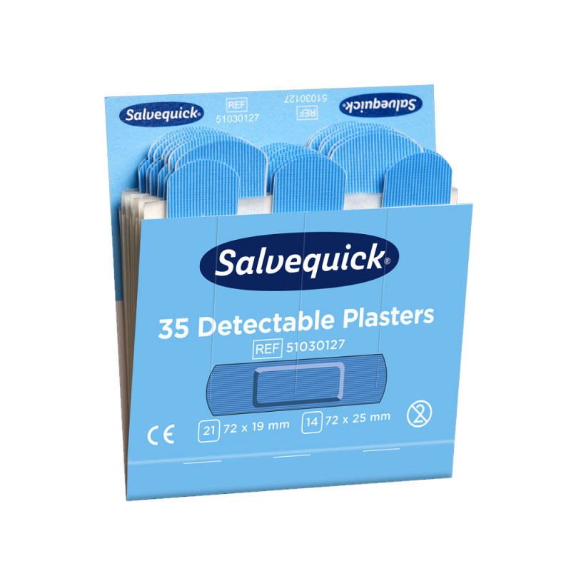 Niebieskie plastry wykrywalne Cederroth Salvequick dwa rozmiary 35 szt