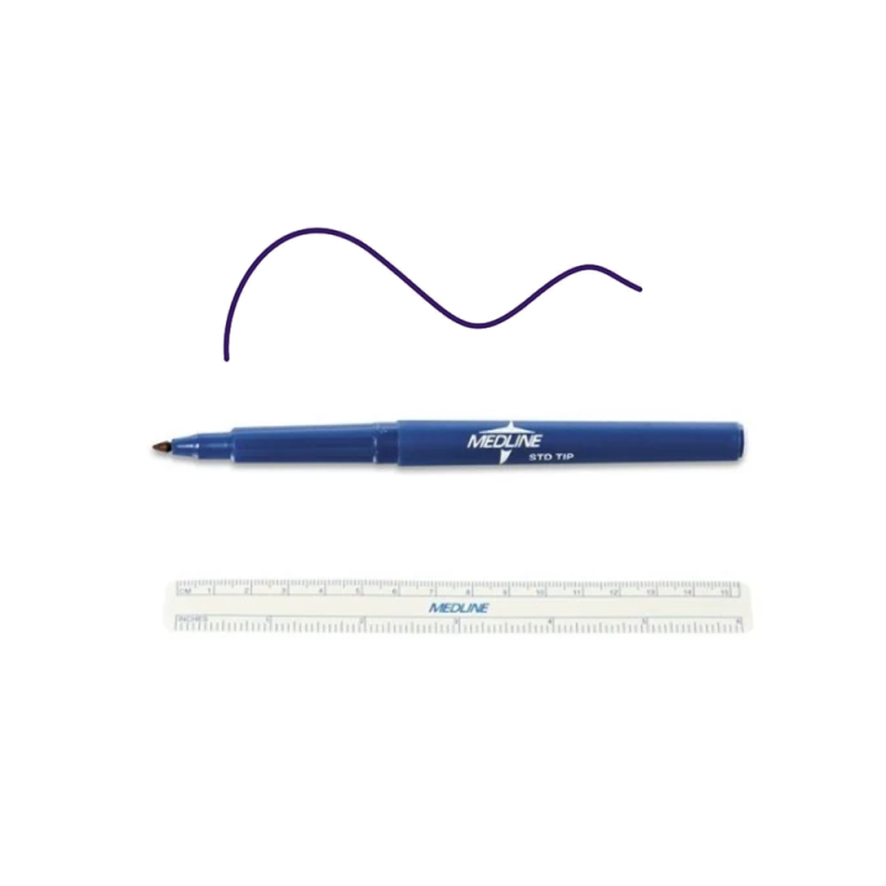 Marker do skóry Medline pisak chirurgiczny sterylny regular z linjką 50 szt