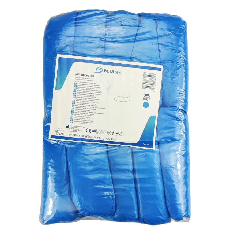 Ochraniacze medyczne na buty foliowe niebieskie krótkie 100szt (50par)