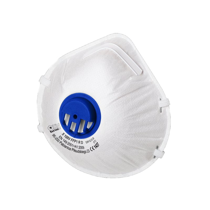 Maska z filtrem ffp1 z zaworkiem Oxyline X 100 V FFP1 R D kolor biały 1szt
