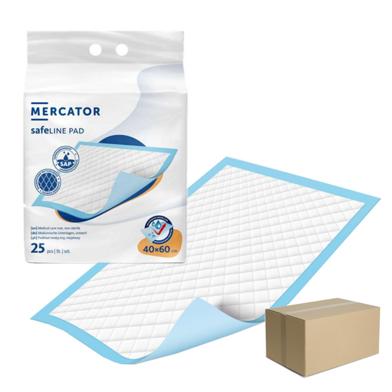 Podkład chłonny na łóżko 40cm x 60cm Safeline Pad 1016ml 25szt x 6 op