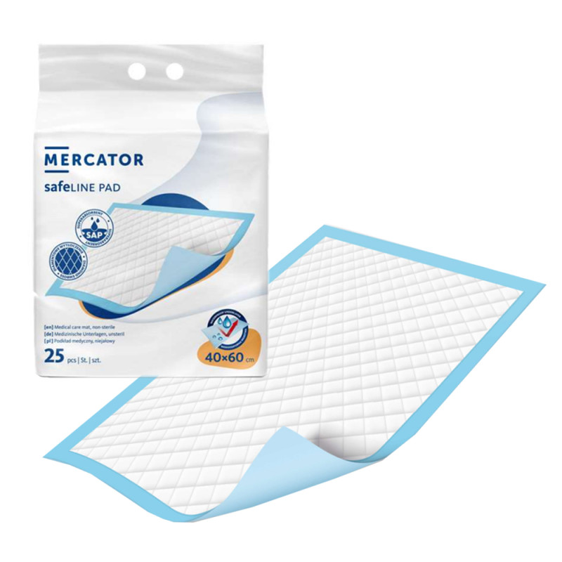 Podkład chłonny na łóżko 40cm x 60cm Safeline Pad 1016ml 25szt x 6 op