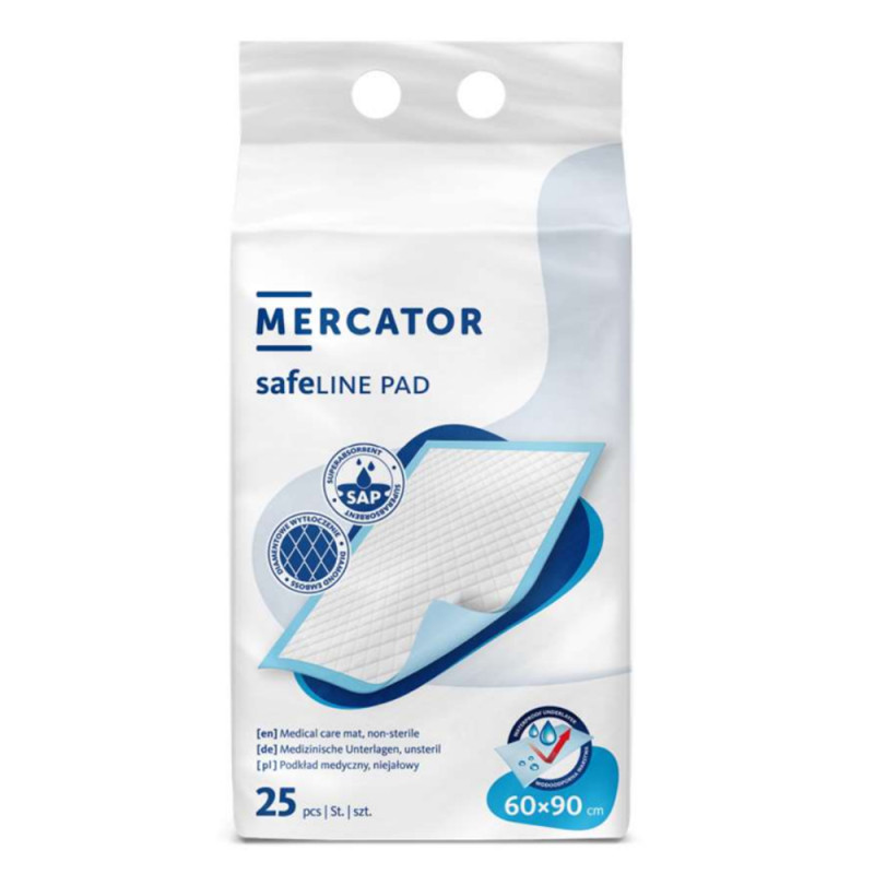 Podkład chłonny na łóżko 60cm x 90cm Safeline Pad 1168ml 25szt