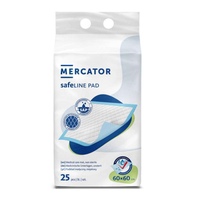 Podkład chłonny na łóżko 60cm x 60cm Safeline Pad 1092ml 25szt x 6 op