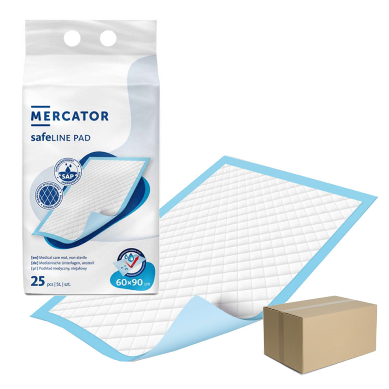 Podkład chłonny na łóżko 60cm x 90cm Safeline Pad 1168ml 25szt x 6 op