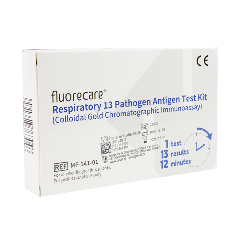 Combo test fluorecare 13w1 grypa A+B / hMPV / COVID-19 / RSV / ADV / RhV / PIV / Mycoplasma / SP / LP / SA / Kpn 1szt