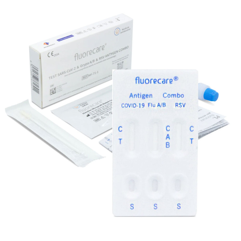 Fluorecare test combo 4w1 wymazowy test na RSV grypa A grypa B sars-cov do samokontroli 1szt