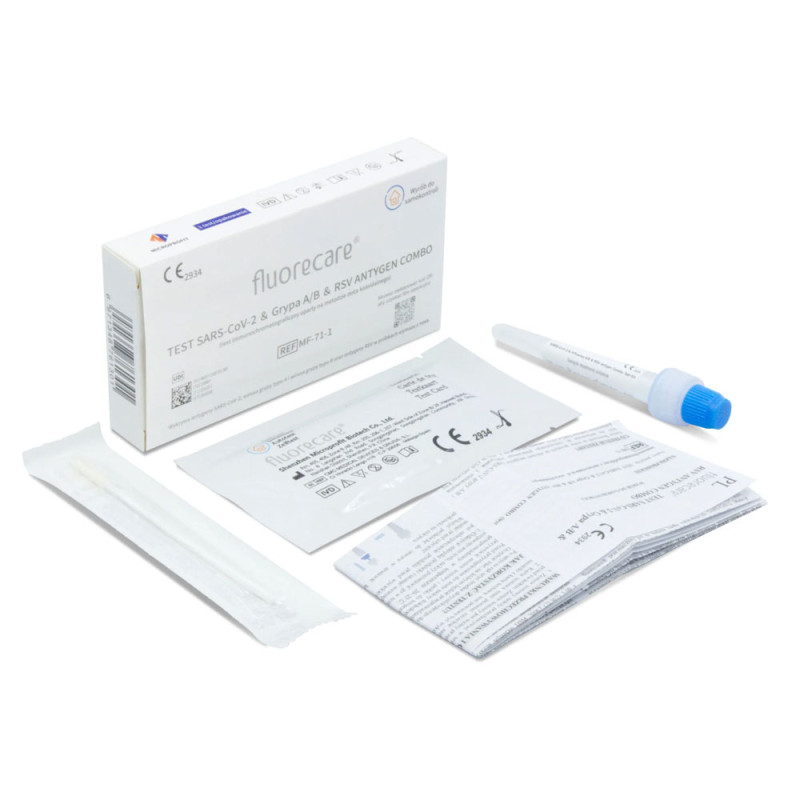 Fluorecare test combo 4w1 wymazowy test na RSV grypa A grypa B sars-cov do samokontroli 1szt