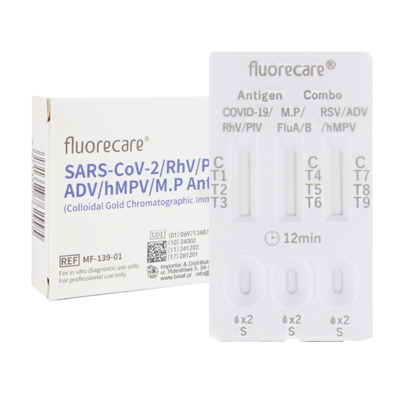 Combo test fluorecare 9w1 grypa A+B / hMPV / SARS-COV / RSV / ADV / RhV / PIV / Mycoplasma 100szt