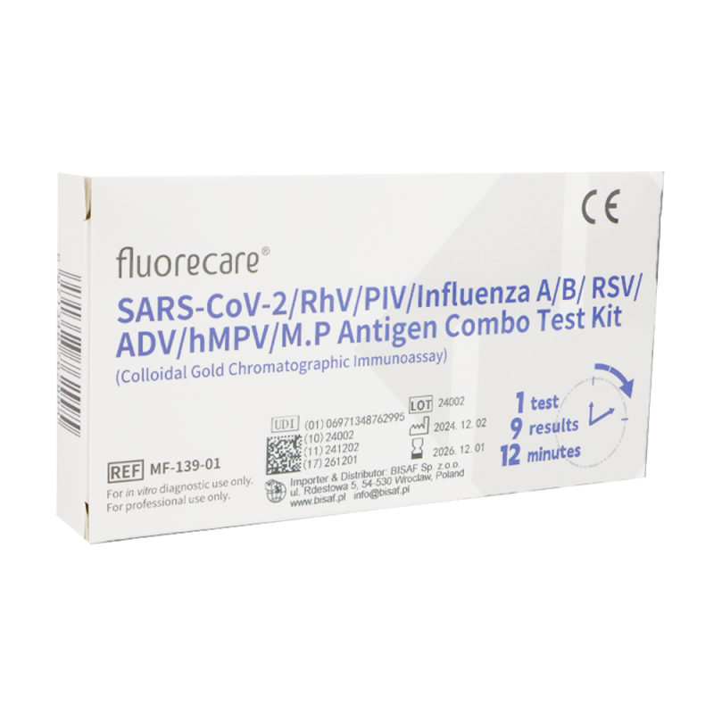 Combo test fluorecare 9w1 grypa A+B / hMPV / SARS-COV / RSV / ADV / RhV / PIV / Mycoplasma 1szt