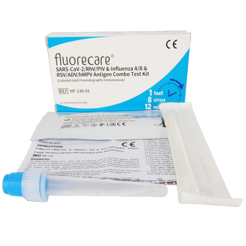 Combo test 8w1 na grypa A / grypa B / SARS-COV / RSV / RhV / PIV / ADV / hMPV 1szt