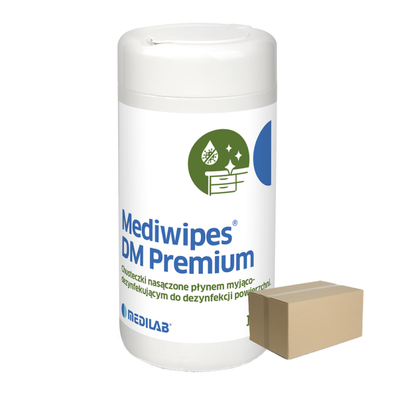Chusteczki Mediwipes DM Premium do dezynfekcji i mycia powierzchni 100szt tuba 12op