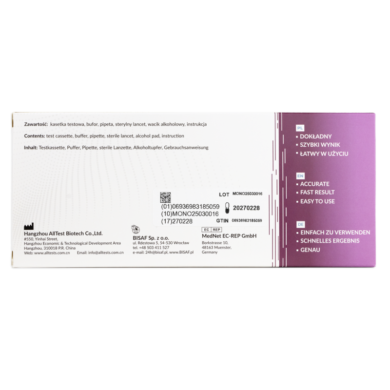 Szybki test na mononukleoza wirus epsteina barr  (EBV) 1szt