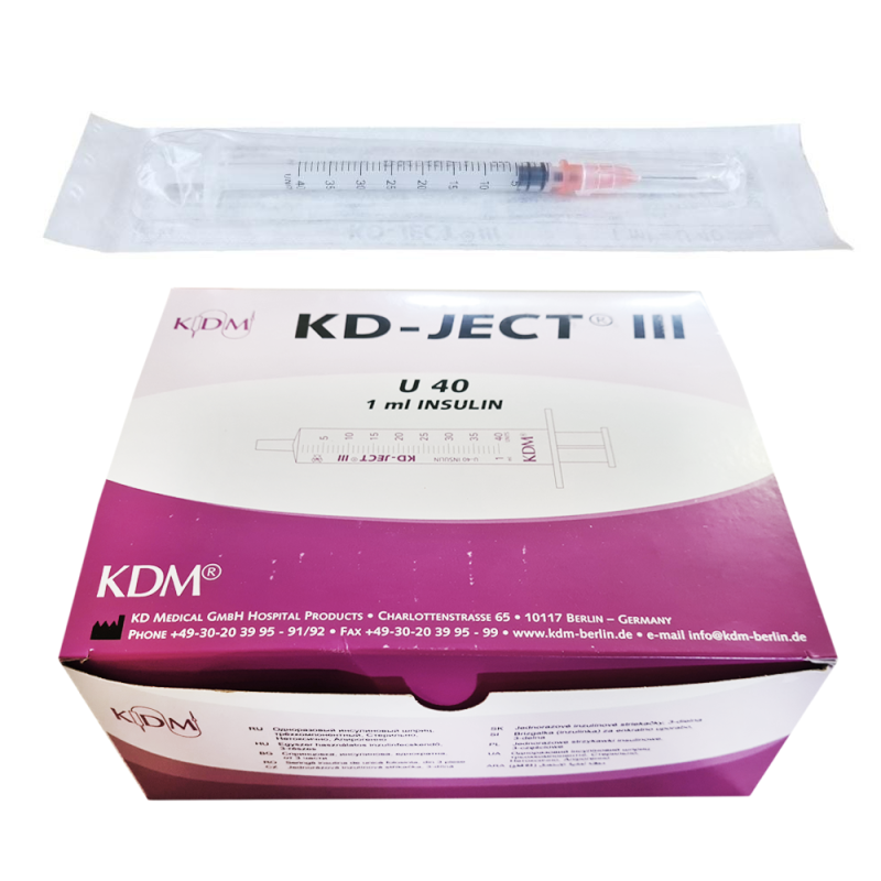 Strzykawka insulinowa z wymienną igłą 1ml U-40 G29 (0,33X12) KD-JECT III 100szt