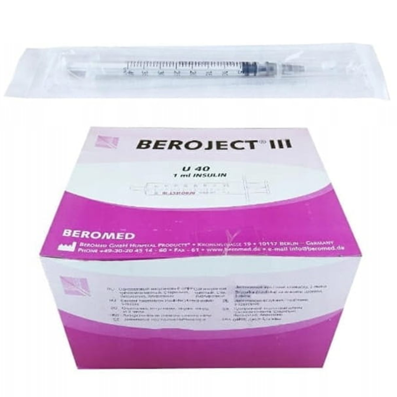 Strzykawka insulinowa z wymienną igłą 1ml U-40 G30 (0,3x8) 100szt