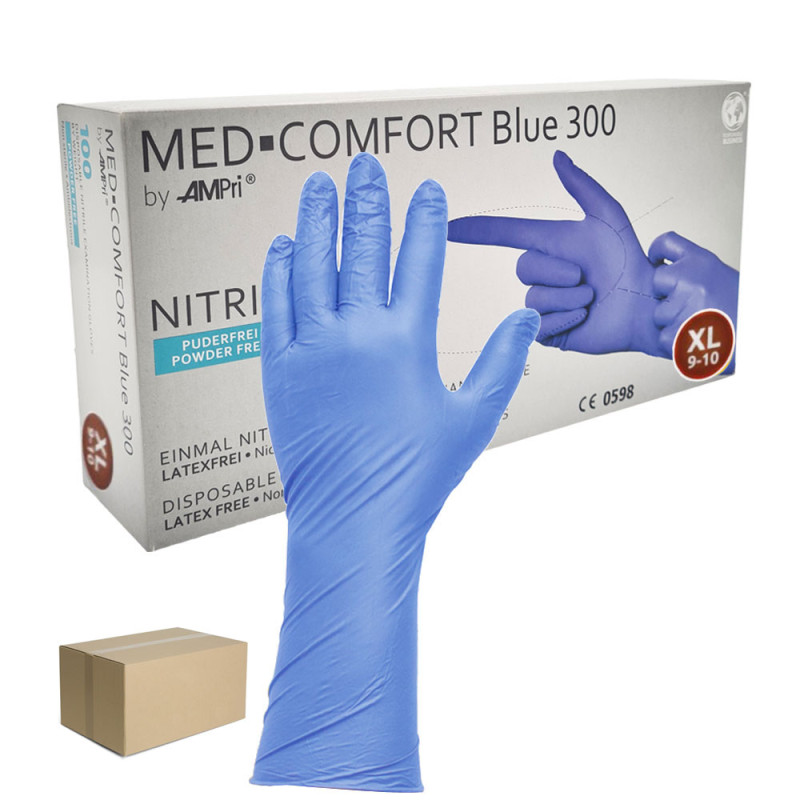 Rękawiczki nitrylowe XL niebieskie Ampri Blue 300 100sztuk karton 10op