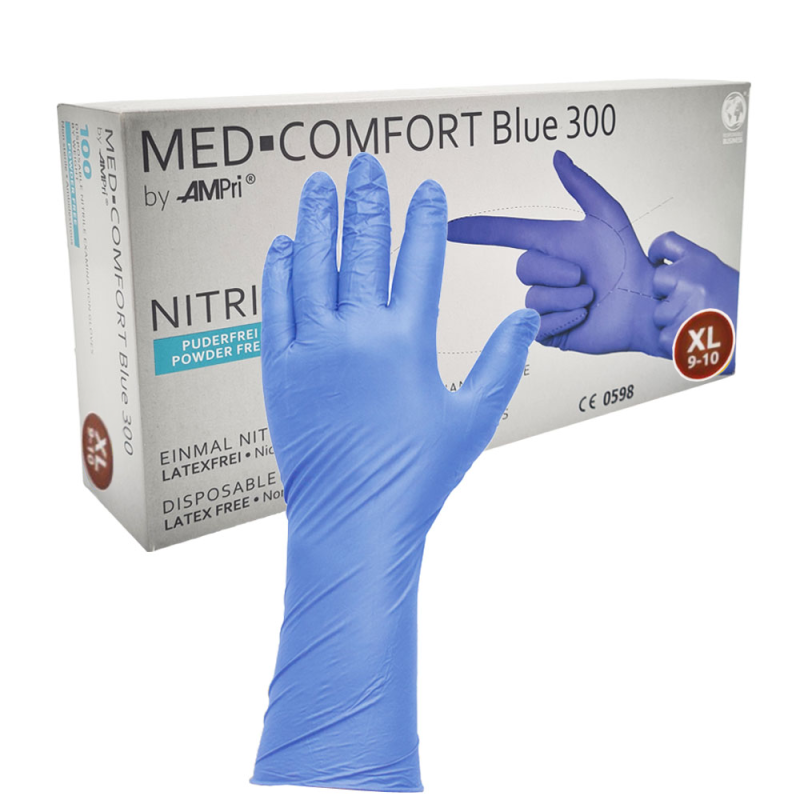 Rękawiczki nitrylowe XL niebieskie Ampri Blue 300 100sztuk karton 10op