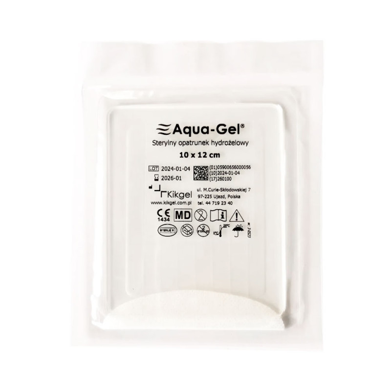 Sterylny opatrunek hydrożelowy Aqua-gel 10cm x 12cm do leczenia ran i oparzeń 5szt