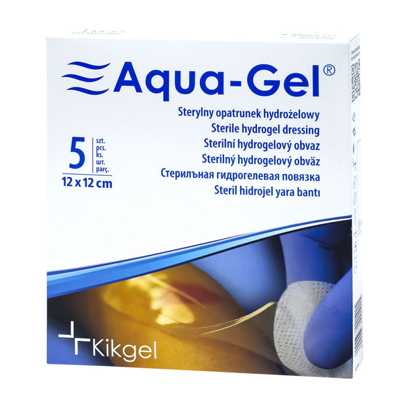 Sterylny opatrunek hydrożelowy Aqua-gel 12cm x 12cm do leczenia ran i oparzeń 5szt