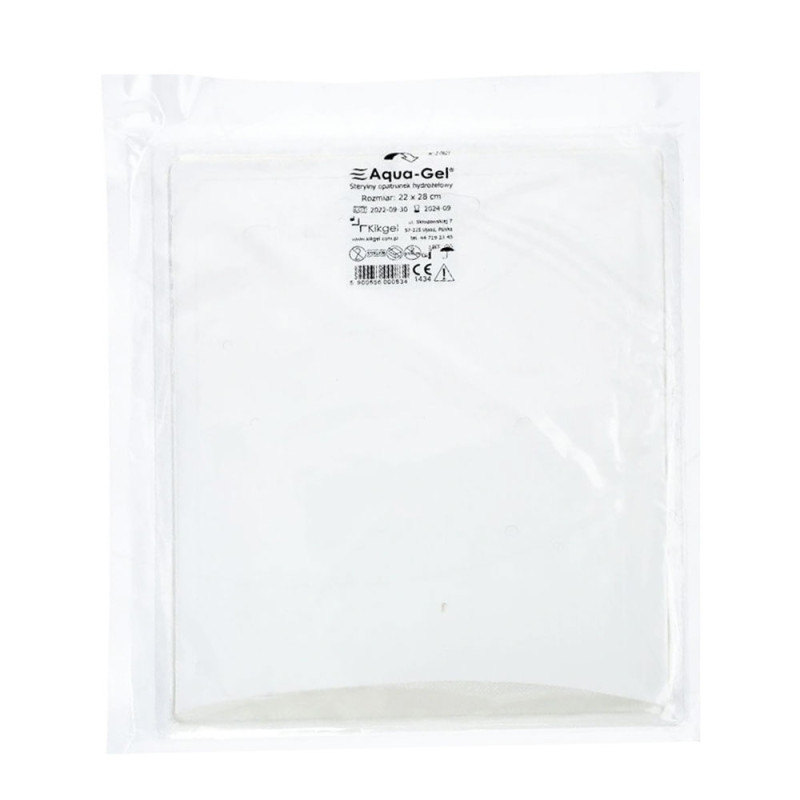 Sterylny opatrunek hydrożelowy Aqua-gel 22cm x 28cm do leczenia ran i oparzeń 5szt