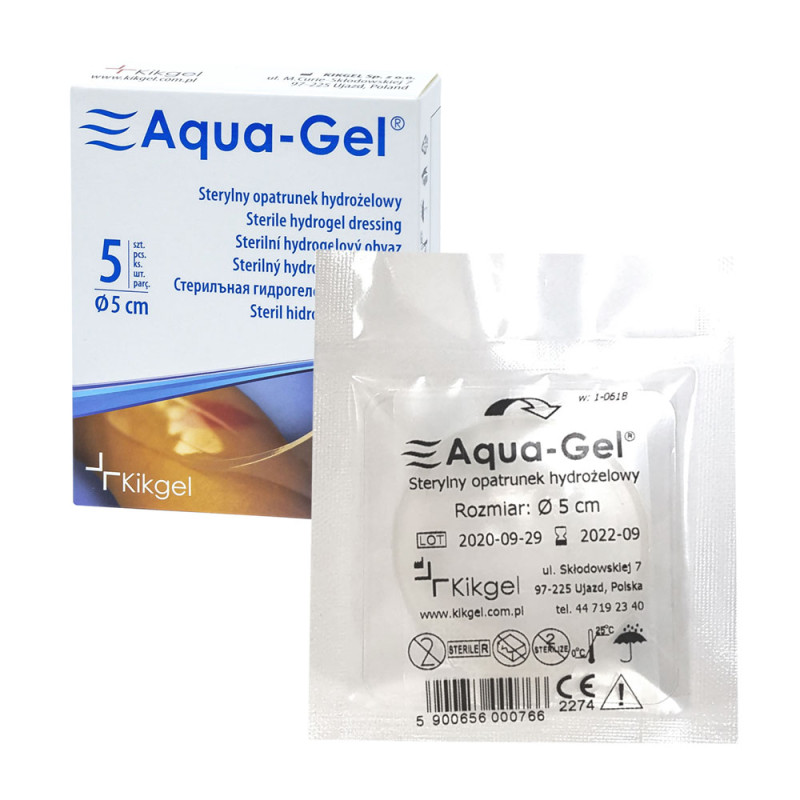 Sterylny opatrunek hydrożelowy Aqua-gel 5cm do leczenia ran i oparzeń 5szt