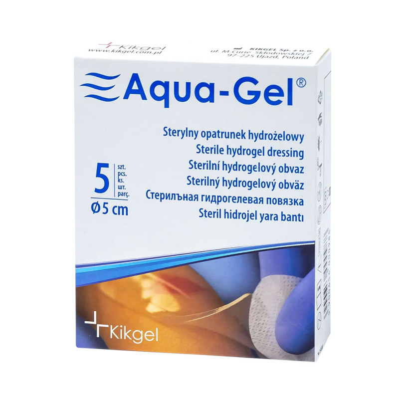 Sterylny opatrunek hydrożelowy Aqua-gel 5cm do leczenia ran i oparzeń 5szt
