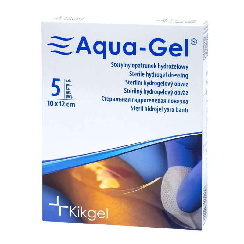 Sterylny opatrunek hydrożelowy Aqua-gel 5,5cm x 11cm do leczenia ran i oparzeń 5szt
