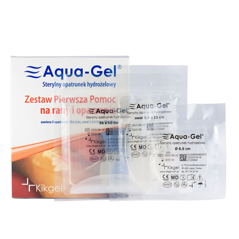 Sterylny opatrunek hydrożelowy Aqua-gel zestaw pierwsza pomoc na rany i oparzenia 1op