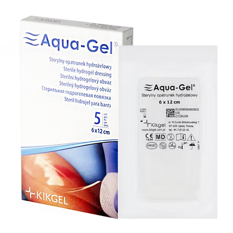 Sterylny opatrunek hydrożelowy Aqua-gel 6cm x 12cm do leczenia ran i oparzeń 5szt