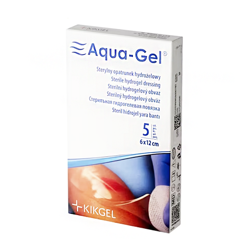 Sterylny opatrunek hydrożelowy Aqua-gel 6cm x 12cm do leczenia ran i oparzeń 5szt