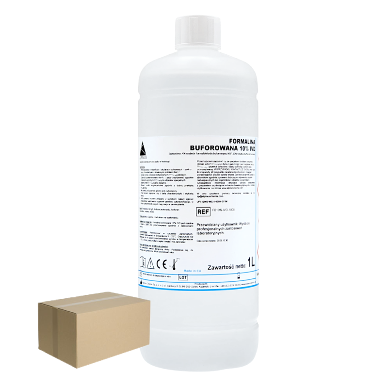 Formalina buforowana 10% IVD utrwalacz do badań histopatologicznych i laboratoryjnych 1l 12op