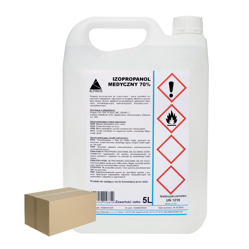 Izopropanol Medyczny 70% środek do dezynfekcji i odkażania powierzchni 5l 6op