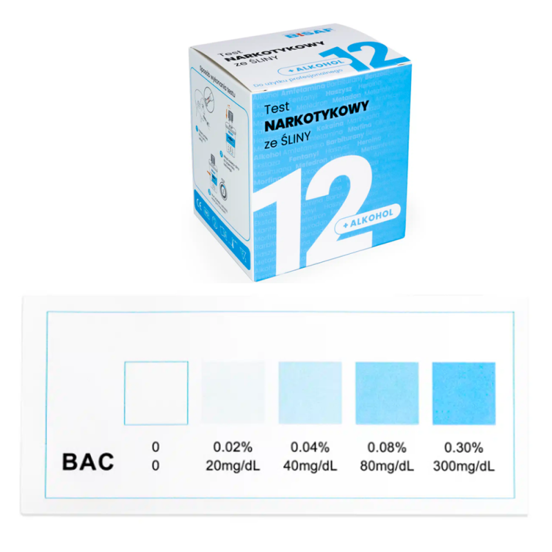 Test narkotykowy ze śliny na 12 substancji + alkohol dla profesjonalist&oacute;w 1 szt