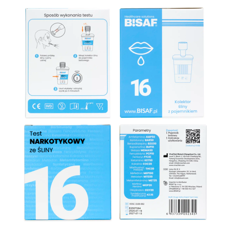 Test narkotykowy ze śliny na 16 substancji dla profesjonalist&oacute;w 1 szt