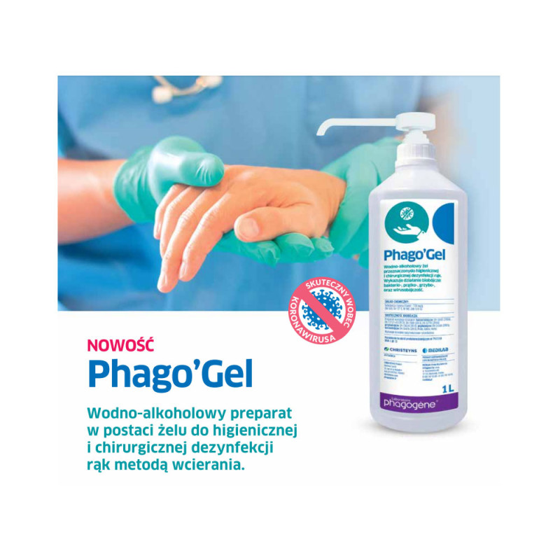 Wodno-alkoholowy żel do higienicznej i chirurgicznej dezynfekcji rąk PhagoGel 500ml