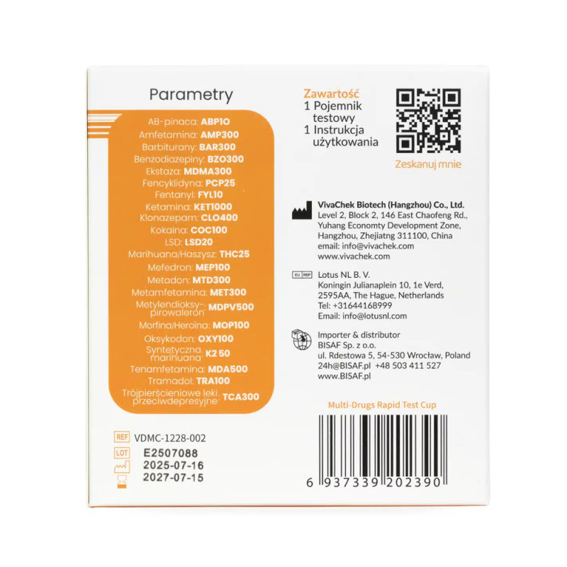 Test narkotykowy z moczu na 22 substancje dla profesjonalist&oacute;w 1 szt