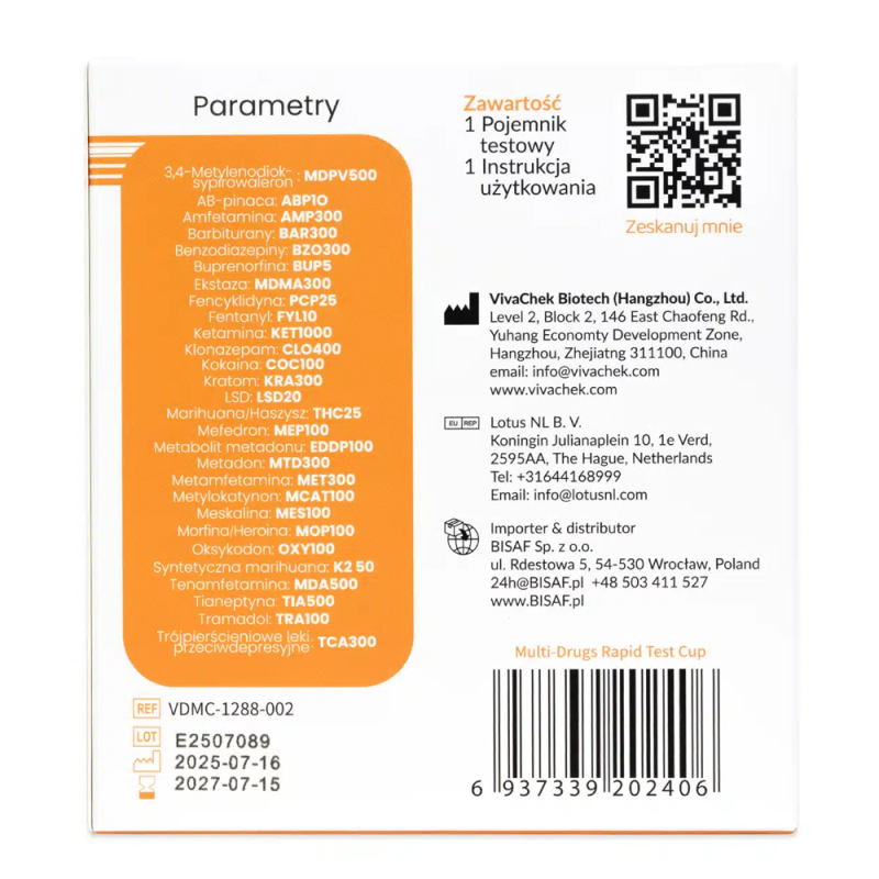 Test narkotykowy z moczu na 28 substancji dla profesjonalist&oacute;w 1 szt