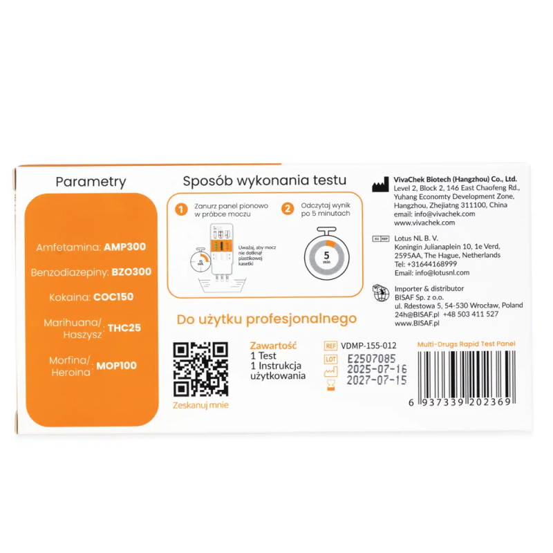 Test narkotykowy z moczu na 5 substancji dla profesjonalist&oacute;w 1 szt