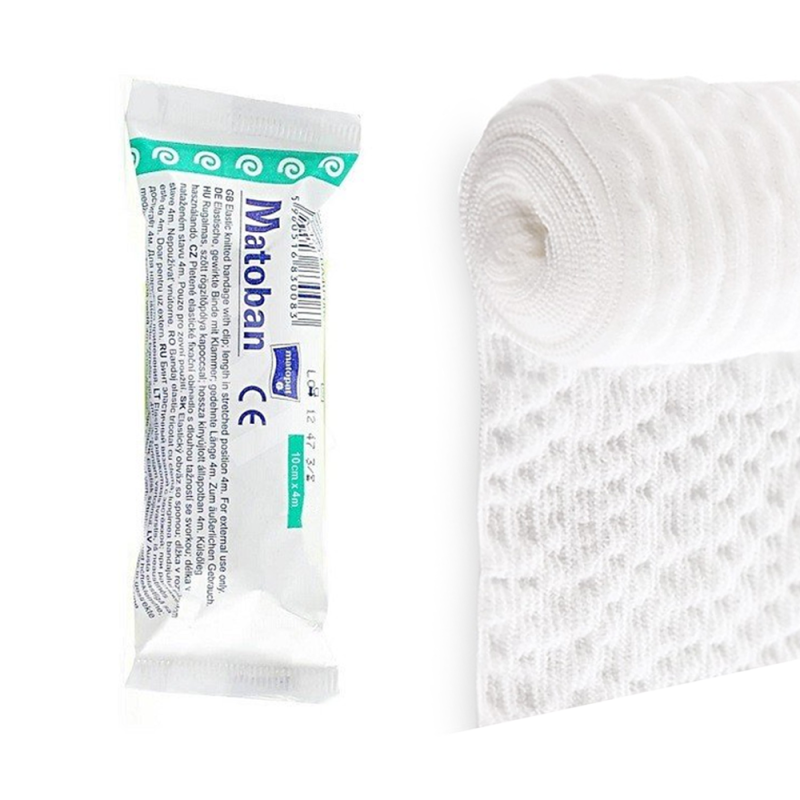 Bandaż elastyczny 10cm x 5m podtrzymujący z zapinką wielorazowy Matoban 1 szt