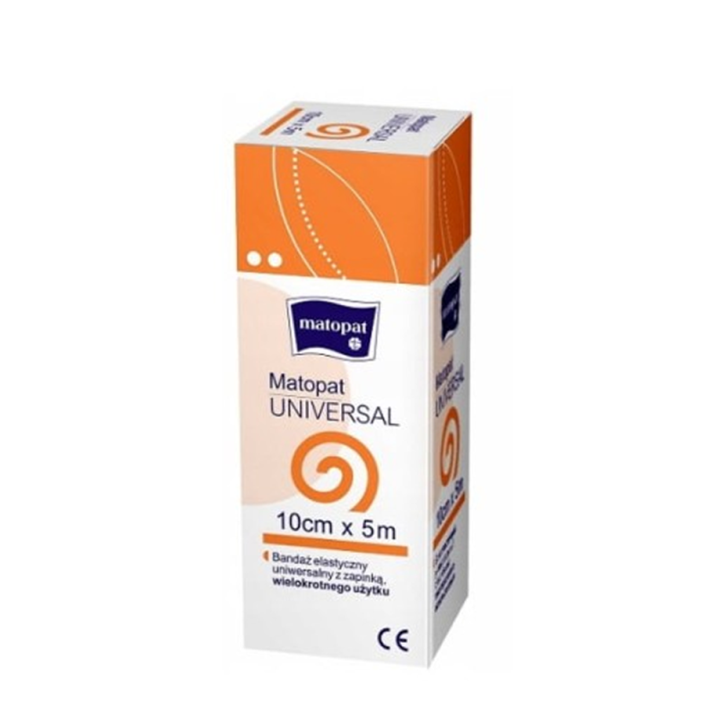 Bandaż elastyczny uniwersalny z zapinką 10cm x 5m wielorazowy Matopat Universal niejałowy kartonik 1 szt