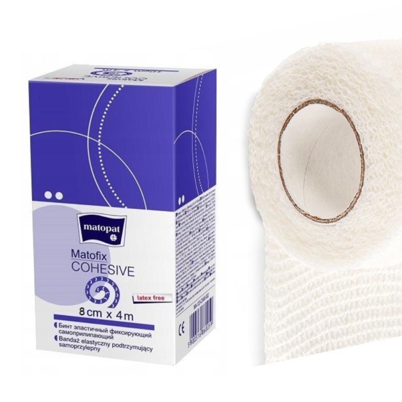 Bandaż kohezyjny 8cm x 4m elastyczny samoprzylepny Matofix Cohesive 1 szt